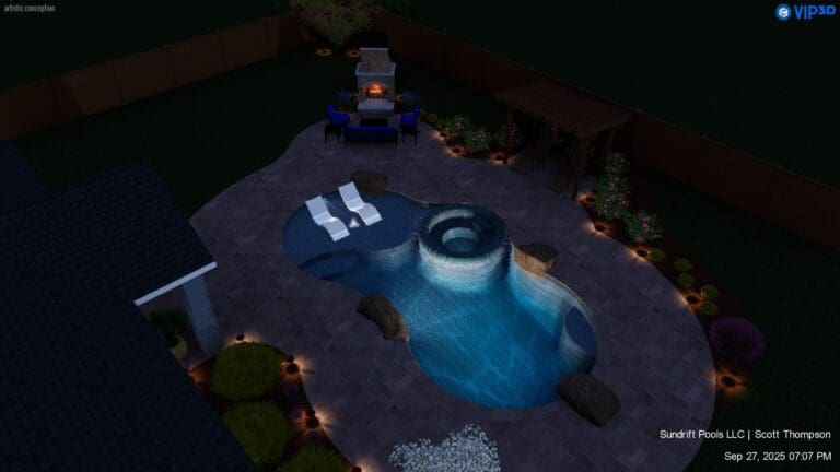 Custom Built Pool with Tanning Ledge
